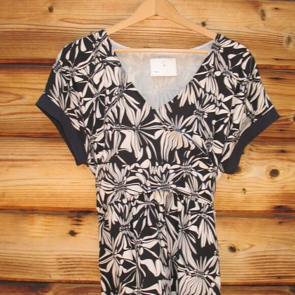 NWOT Black Cream Tie Back Dress - Picture 4 of 8